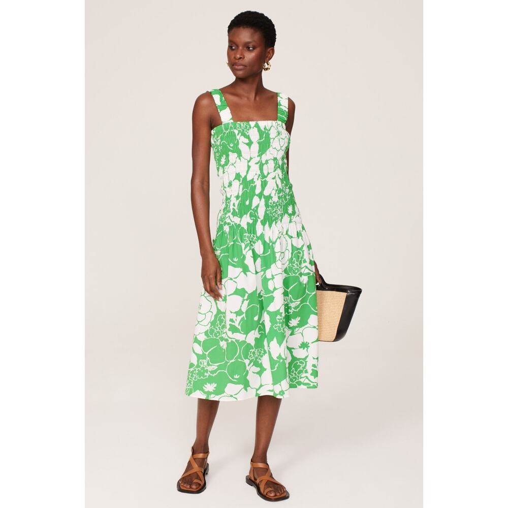 Rails Seville Green Lotus Floral Print Cotton Blend Smock Dress Small New